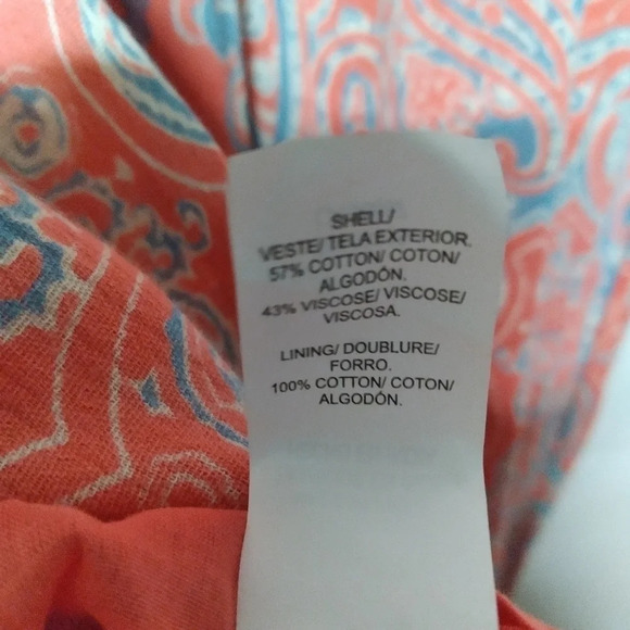 Lucky Brand Midi Dress Coral Blue Border Print Felice Boho Medium - Picture 15 of 16